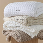 Bedsure Cooling Cotton Waffle Full Size Blanket - Lightweight Breathable Blanket of Rayon Derived from Bamboo for Hot Sleepers, Luxury Throws for Bed, Couch and Sofa, White, 80x90 Inches
