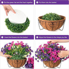 Artificial Fake Hanging Flowers Plants Baskets for Outdoor Decoration, Faux Silk Morning Glory in Planter UV Resistant Realistic for Outside Porch Patio Balcony Garden Yard Home Decor