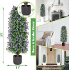 Sunnyglade 2 Packs Artificial Rose Tree 3FT- Fake Floral Plant Tree in Pot- Decorative Topiary Plant - Cement Filled Potted Faux Flower Plant for Home Office Porch Decor Indoor Outdoor (Purple)