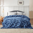 Bedsure GentleSoft Sherpa Fluffy Blanket King Size for Bed - Fleece Warm and Cozy for Women Gift, Plush & Fuzzy Faux Fur Christmas Blanket for Couch, Sofa Decor, Tie Dye Design, Indigo, 108x90 Inches