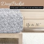 Linen Market 4 Piece King Sheet Set - Breathable, Double-Brushed Patterned Cooling Sheets – Oeko-TEX Certified Ultra Soft & Wrinkle-Free 16" Deep-Pocket King Sheets - Easy Care Coarse Paisley Navy