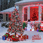 JMEXSUSS 2 Pack Red and White Battery Christmas Lights, Each 33ft 100 LED Battery Powered String Lights with Remote for Tree Patio Yard House Party Birthday Outside