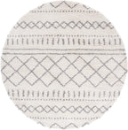 SAFAVIEH Arizona Shag Collection Area Rug - 5'1" Round, Ivory & Grey, Moroccan Design, Non-Shedding, 1.6-inch Thick, Ideal for High Traffic Areas in Living Room, Bedroom (ASG741F-5R)