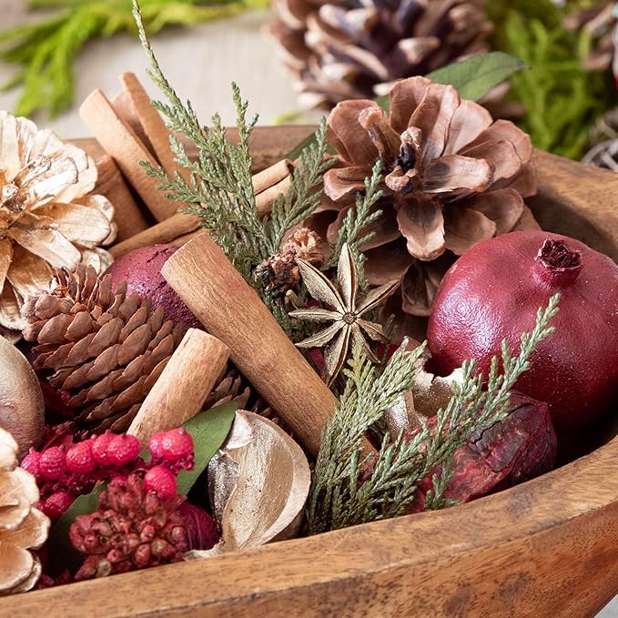 ANDALUCA Holiday Natural Pomegranate Pinecone Fragrance Potpourri with Fragrance Vial (Pomegranate Pinecone)