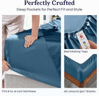 California Design Den Full Size Bed Sheets Set - Soft 400 Thread Count Sateen, Natural 100% Cotton Sheets with Deep Pockets, Breathable, Cooling and Durable Bedding Set - Peacock Blue