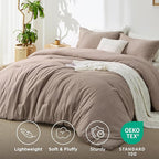 Bedsure Full Comforter Set - Khaki Soft Bedding for All Seasons, Cationic Dyed Bed Set, 3 Pieces, 1 Full Size Comforter (82"x86") and 2 Pillow Shams (20"x26"+2")