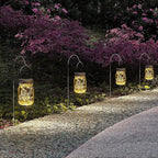 GIGALUMI Hanging Mason Jar Solar Lights, 6 Pack 30 Led Hanging Solar Lanterns Outdoor Waterproof, Hangers and Jars Included, Outdoor Decor for Balcony, Garden, Patio, Yard, Wedding