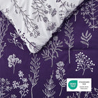 Bedsure California King Comforter Set - Dark Purple Bed Set, 3 Pieces Cute Floral Bedding, 1 Soft Reversible Botanical Flowers Comforter and 2 Pillow Shams