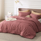Bedsure Full Comforter Set - Pink Clay Soft Bedding for All Seasons, Cationic Dyed Bed Set, 3 Pieces, 1 Full Size Comforter (82"x86") and 2 Pillow Shams (20"x26"+2")