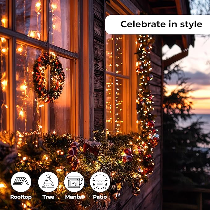 Holiday Essence 300 Mini Clear Lights, Christmas String Lights for Indoor and Outdoor Decorative Use, Green Wire, UL Listed