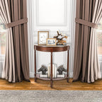Decor Therapy Simplify Half Round Accent Table, Walnut, 28.25w 11.8d 28.25h
