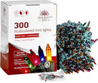 Holiday Joy Christmas Lights for Tree - 300 Count, Multicolor, Mini String Lights with Green Wire for Outdoor and Indoor Decorations﻿