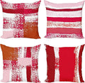 Ambesonne Grunge Throw Pillow Cushion Case Pack of 4, Abstract Design Simplistic Minimal Stripes Brushstrokes Contemporary, Modern Accent Double-Sided Digital Printing, 20", Rose Magenta and Dark Pink