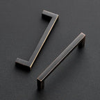 Ravinte 10 Pack Solid Kitchen Cabinet Handles Oil Rubbed Bronze Cabinet Pulls Slim Drawer Pulls with 4 Inch Hole Center Square Bar Kitchen Cabinet Hardware