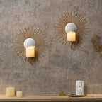 AIM & GGKK Wall Candle Sconce Holder,Set of 2 Mirror Wall Mounted Metal Candle Holder for Home,Living Room, Dining Room,Rustic Farmhouse Boho Decorations