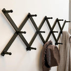 SKOLOO Hat Rack for Wall with 14 Hooks, Pack of 2, Solid Wooden, Modern, Expandable Coat Rack Wall Mount for Coats, Hats, Bags, Baseball Caps, Dark Walnut Color