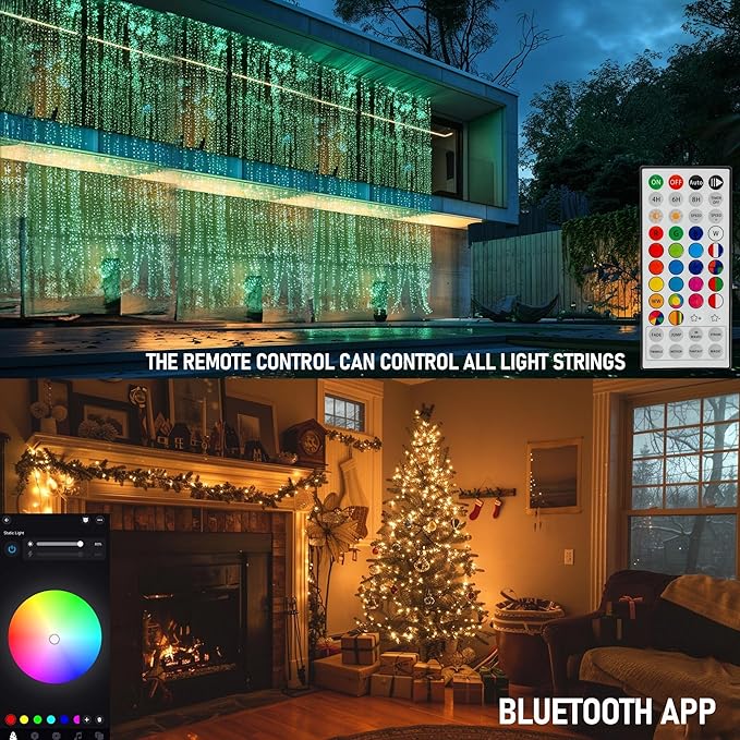 Dazzle Bright Smart Christmas String Lights, 328FT 1000 LED RGB Color Changing String Lights with Remote & App Controlled, Halloween Decorations for Indoor Outdoor Holiday Xmas Tree Party Decor