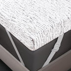 3 Inch Queen Mattress Topper Cover (Only Cover) Mattress Topper Protector Bedding Removable Mattress Encasement with Zippers and Straps