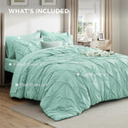 Bedsure California King Comforter Set - Bed in a Bag Cal King Bedding Set 7 PCS, GentleSoft™ Pintuck Bed Set Gift for Family, Pinch Pleat Mint Green Comforter with Sheets, Pillowcases & Shams