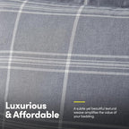 7 Piece Comforter Set Bag Solid Color All Season Soft Down Alternative Blanket & Luxurious Microfiber Bed Sheets, Full, Gray Plaid