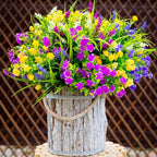Artificial Flowers Outdoor Fake Plants - 12 Bundles UV Resistant Shrubs No Fade Faux Plastic Greenery Home Garden Porch Patio Decoration Indoor (1, Multi-12pcs)