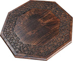 The Wooden Town Farmhouse Octagon Accent End Table, Rustic Side Table Nightstands for Living Room, Bedroom, Foldable Coffee Tables with Carving, Wood Tray Top, Handcrafted Finish, 24"x24"x18" - Burnt
