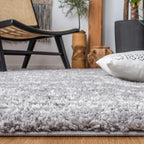SAFAVIEH Arizona Shag Collection Area Rug - 6'7" x 9'2", Grey & Ivory, Moroccan Design, Non-Shedding & Easy Care, 1.6-inch Thick Ideal for High Traffic Areas in Living Room, Bedroom (ASG741G)