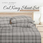 Linen Market Double-Brushed Patterned Microfiber California King Sheet Set 4 Piece – Oeko-TEX Certified Ultra Soft & Wrinkle-Free - 16" Deep Pocket Sheets Easy Care Cal-King Size - Polka Dot Gray