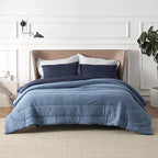 Bedsure Queen Comforter Set - Cooling and Warm Bed Set, Navy Blue Reversible Bedding for All Season, 3 Pieces, 1 Queen Size Comforter (88"x88") and 2 Pillow Cases(20"x26")