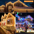 Brizled Christmas Icicle Lights, 29ft 360 LED Outdoor Icicle Lights Color Changing with Remote, 11 Function Connectable Christmas Lighting Warm White & Multicolor Xmas Lighting for Xmas Home Wedding