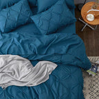 Bedsure King Size Comforter Set Teal - Bed in a Bag Bedding Set 7 Pieces, GentleSoft™ Pintuck Bed Set Gift for Family, Pinch Pleat Teal Comforter with Sheets, Pillowcases & Shams