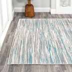 JONATHAN Y Speer Abstract Linear Stripe Gray/Blue Indoor Area Rug, 4x6, Contemporary, Rustic, Easy-Cleaning for Living Room, Bedroom, Kitchen, Pet Friendly, Non-Shedding (LUX106A-4)