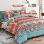 Cottolester Boho Full Comforter Set 8 Pieces, Terracotta Comforter Bohemian Striped Bed in A Bag,Soft Microfiber Bedding Set for All Seasons