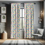 Ambesonne Dino Window Curtains, Cartoon Style Colorful Dinosaurs T-Rex Triceratops Prehistoric Reptile Wildlife, Lightweight Decor 2-Panel Set with Rod Pocket, Pair of - 28" x 63", Blue Green