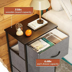 WLIVE Dresser with 3 Drawers, Fabric Nightstand, Organizer Unit, Storage Dresser for Bedroom, Hallway, Entryway, Closets, Sturdy Steel Frame, Wood Top, Easy Pull Handle, Dark Grey
