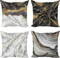 Ambesonne Marble Throw Pillow Cushion Case Pack of 4, Obsidian Like Ornaments Natural Stone Stains and Veins Golden Yellow Tone, Modern Accent Double-Sided Digital Printing, 20", Charcoal Grey Coconut