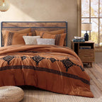 MaiRêve California King Comforter Set Burnt Orange, Embroidery Western Bedding Set Boho 7 Pieces, Farmhouse All-Season Bed in A Bag with Sheets, Pillowcases & Shams
