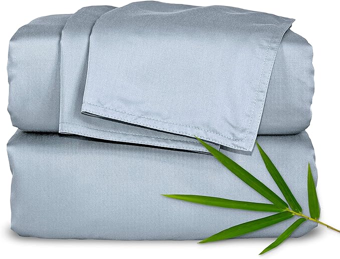 King Sheets by Pure Bamboo, Genuine 100% Organic Viscose Derived from Bamboo Bed Sheet Set, Luxuriously Soft & Cooling, Double Stitching, Lifetime Quality Promise (King, Sterling Blue)