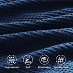 Bedsure Cotton Duvet Cover King - 100% Cotton Waffle Weave Navy Blue Duvet Cover King Size, GentleSoft™ and Breathable Bedding Set for All Season, 3 Pieces, 104"x90"