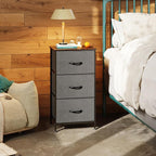 WLIVE Dresser with 3 Drawers, Fabric Nightstand, Organizer Unit, Storage Dresser for Bedroom, Hallway, Entryway, Closets, Sturdy Steel Frame, Wood Top, Easy Pull Handle, Dark Grey