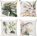 Ambesonne Vintage Tropical Throw Pillow Cushion Case Pack of 4, Retro Botanical Summer Vibes Monstera Leaf Orchid Flowers, Modern Accent Double-Sided Digital Printing, 20", Laurel Green Ginger Blush