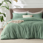 Bedsure King Size Comforter Set - Green Soft Bedding for All Seasons, Cationic Dyed Bed Set, 3 Pieces, 1 King Size Comforter (104"x90") and 2 Pillow Shams (20"x36"+2")