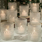 24pcs Large Votive Candle Holder, 2.7 * 3.5in Clear Glass Tea Light Candle Holders Bulk for DIY Wax Wedding Table Decor & Christmas Thanksgiving