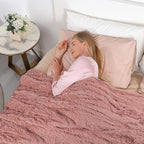Tuddrom Decorative Extra Soft Fuzzy Faux Fur Throw Blanket 50" x 60",Solid Reversible Long Hair Shaggy Blanket,Fluffy Cozy Plush Comfy Microfiber Fleece Blankets for Couch Sofa Bedroom,Peach Whip