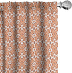 Ambesonne Scandinavian Window Curtains, Flower Like Motifs Folk Art in Tangerine Tones, Lightweight Decorative Panels Set of 2 with Rod Pocket, 56" x 63", Sienna Sky