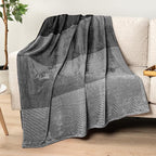 PAVILIA Black Ombre Fleece Throw Blanket for Couch, Soft Flannel Blanket for Sofa Bed Room, Plush Lightweight Dark Gray Black Gradient Blanket, Cozy Microfiber Decorative Gift Throw, 50x60