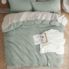 Bedsure Cotton Duvet Cover Queen - 100% Cotton Waffle Weave Sage Green Duvet Cover Queen Size, GentleSoft™ and Breathable Bedding Set for All Season, 3 Pieces, 90"x90"