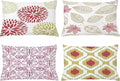 Ambesonne Vintage Throw Pillow CushiCase Pack 4, Bohemian Ornamental Leaves Dahlia Pattern Geometric Art Curlicue Motif, Modern Accent Double-Sided Digital Printing, 20" x 12", Dark Pink and Camel