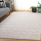 SAFAVIEH Arizona Shag Collection Accent Rug - 4' x 6', Ivory & Beige, Moroccan Design, Non-Shedding & Easy Care, 1.6-inch Thick Ideal for High Traffic Areas in Entryway, Living Room, Bedroom (ASG741A)