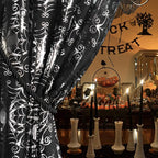 NICETOWN Black Sheer Halloween Curtains with Silver Spider Foil Print, Grommet Flowing Voile Sheer Window Treatment for Gothic Bedroom, W54 x L84, 2 Panels